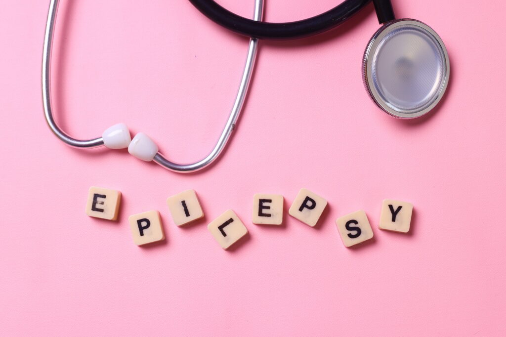 Epilepsy lettering on blocks with stethoscope