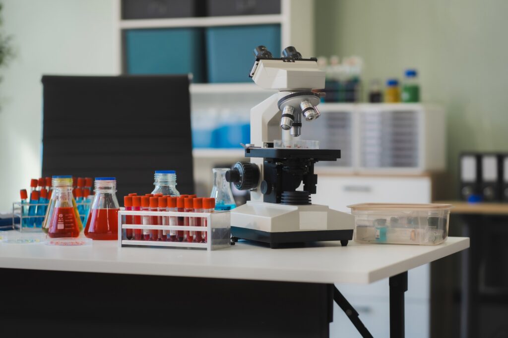science lab test tubes, lab equipment.